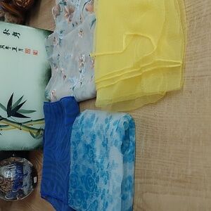 4 vintage Scarves mixed lot nylon 2 head scarves 2 long